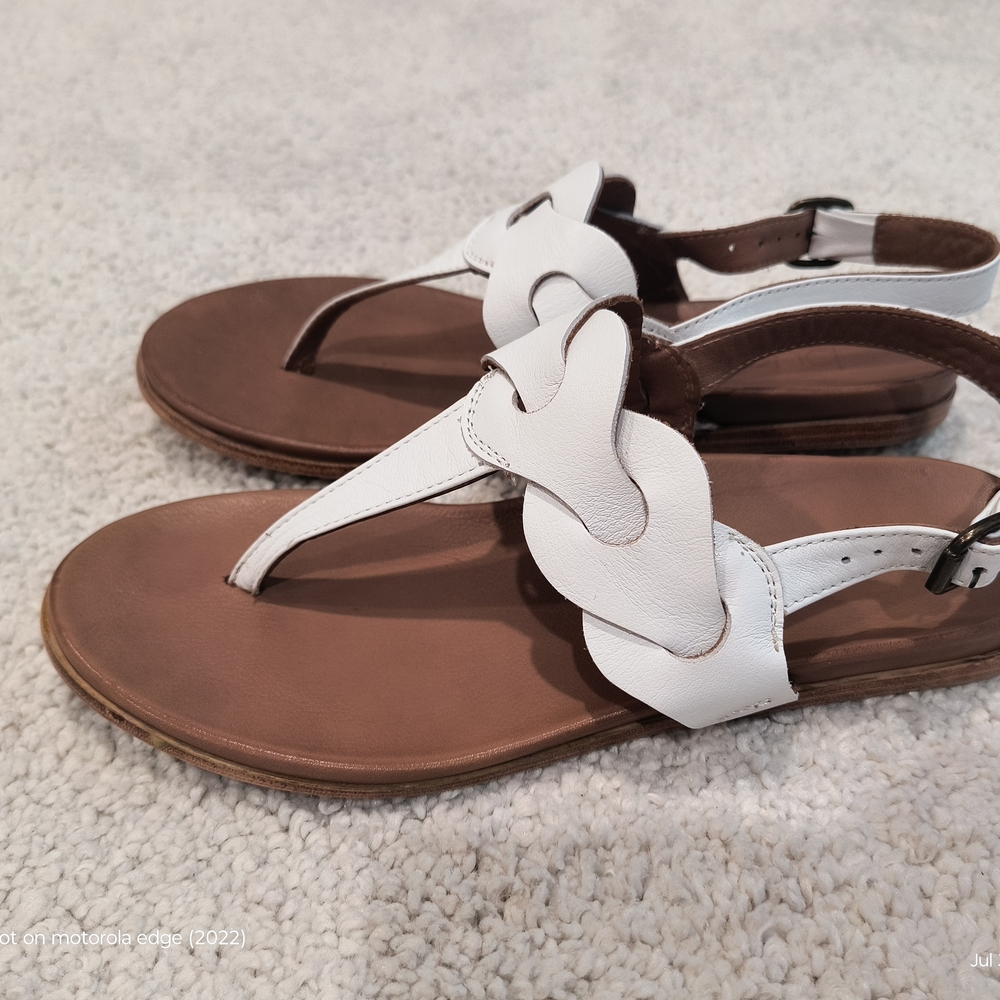 Women's White Leather Sandals